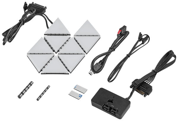 iCUE LC100 Case Accent Lighting Panels - Mini Triangle - 9x Tile Starter Kit (Refurbished)