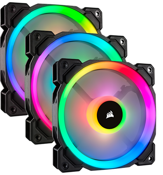 LL120 RGB 120mm Dual Light Loop RGB LED PWM Fan — 3 Fan Pack with Lighting Node PRO (Revival Series)