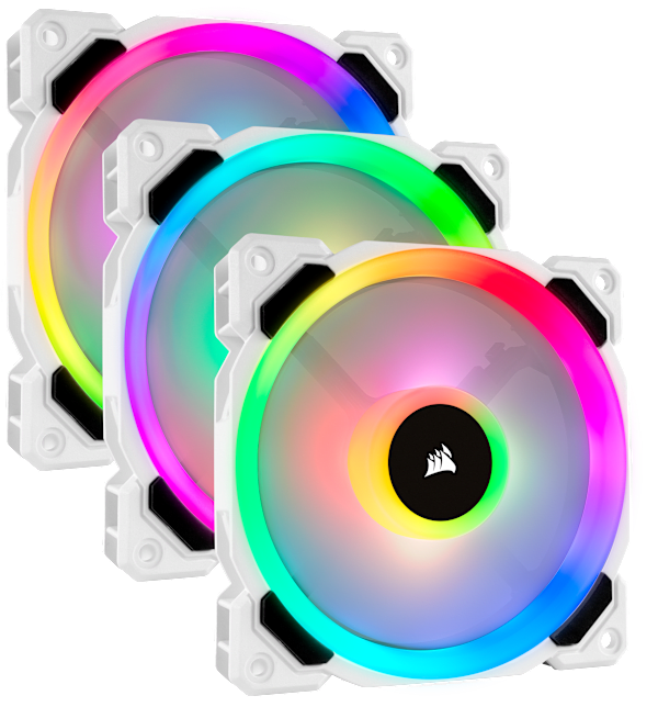LL120 RGB 120mm Dual Light Loop White RGB LED PWM Fan — Triple Pack with Lighting Node PRO (Revival Series)