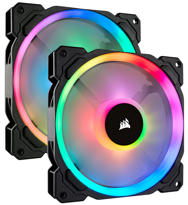 Corsair LL Series, LL140 RGB, 140mm Dual Light Loop RGB LED Fan, 2 Fan Pack with Lighting Node PRO Refurbish