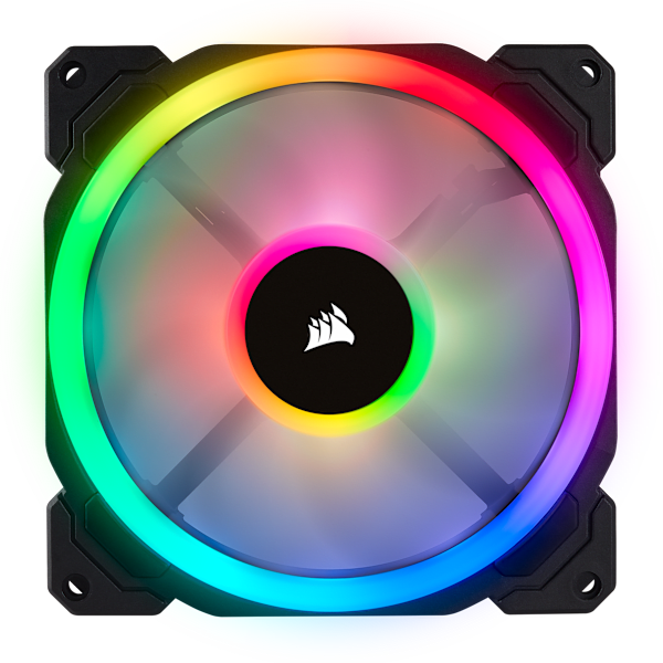 Corsair LL Series, LL140 RGB, 140mm Dual Light Loop RGB LED Fan, 2 Fan Pack with Lighting Node PRO Refurbish