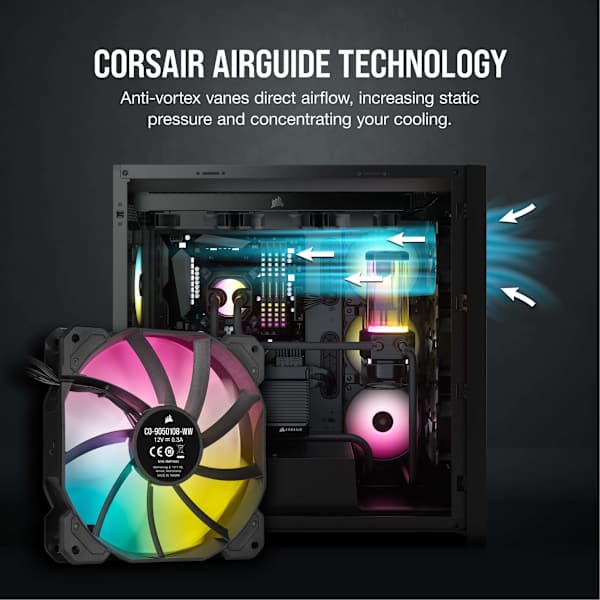 iCUE SP120 RGB ELITE Performance 120mm PWM Fan — Triple Pack with Lighting Node CORE