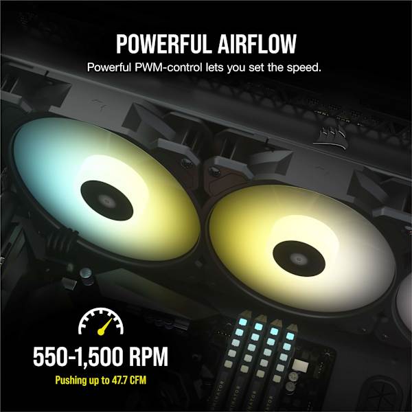 iCUE SP120 RGB ELITE Performance 120mm PWM Fan — Triple Pack with Lighting Node CORE