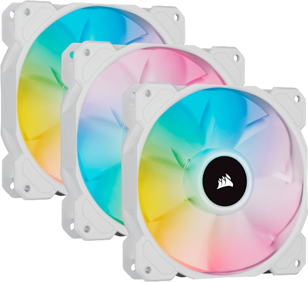 iCUE SP120 RGB ELITE Performance 120mm White PWM Fan — Triple Pack with Lighting Node CORE (Revival Series)