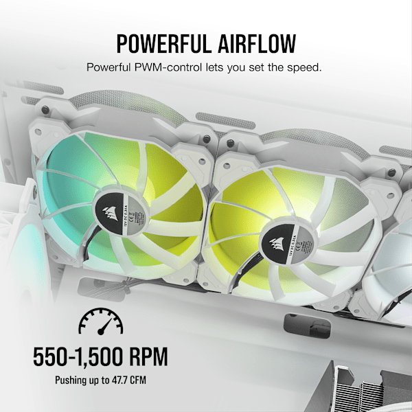 iCUE SP120 RGB ELITE Performance 120mm White PWM Fan — Triple Pack with Lighting Node CORE (Revival Series)