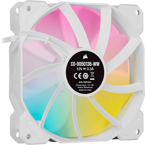 iCUE SP120 RGB ELITE Performance 120mm White PWM Fan — Triple Pack with Lighting Node CORE (Revival Series)