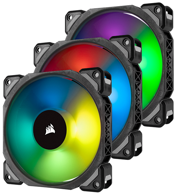 Corsair ML120 PRO RGB, 120mm Premium Magnetic Levitation RGB LED PWM Fan, 3 Fan Pack, Lighting Node PRO (Refurbished)