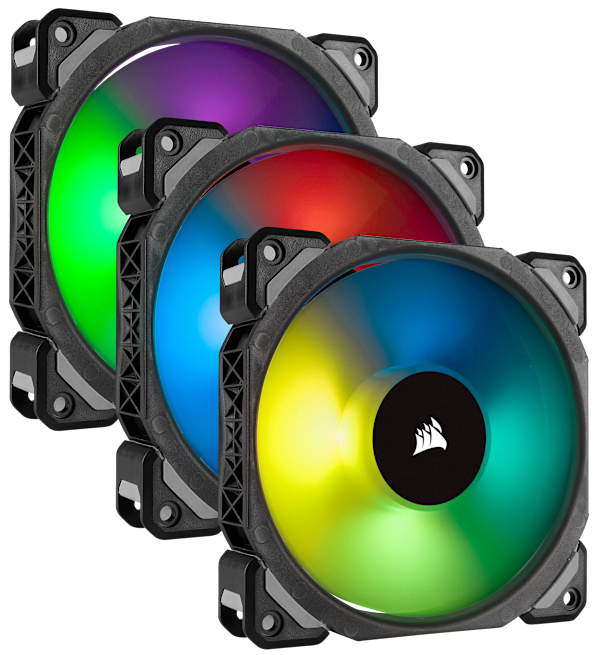 Corsair ML120 PRO RGB, 120mm Premium Magnetic Levitation RGB LED PWM Fan, 3 Fan Pack, Lighting Node PRO (Refurbished)