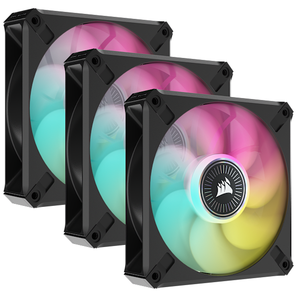 iCUE ML120 RGB ELITE Premium 120mm PWM Magnetic Levitation Fan — Triple Fan Kit with iCUE Lighting Node CORE (Refurbished)