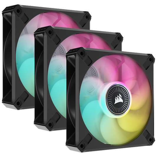 iCUE ML120 RGB ELITE Premium 120mm PWM Magnetic Levitation Fan — Triple Fan Kit with iCUE Lighting Node CORE (Refurbished)