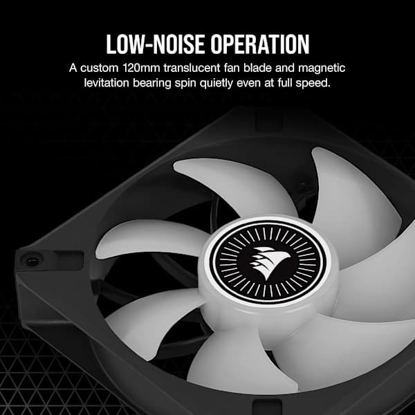 iCUE ML120 RGB ELITE Premium 120mm PWM Magnetic Levitation Fan — Triple Fan Kit with iCUE Lighting Node CORE (Refurbished)