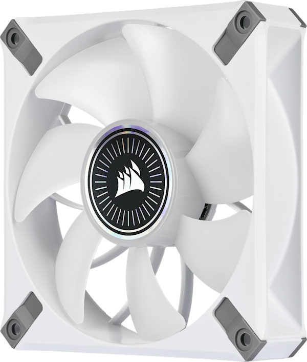 iCUE ML120 RGB ELITE Premium 120mm PWM Magnetic Levitation Fan — White Triple Fan Kit with iCUE Lighting Node CORE (Refurbished)