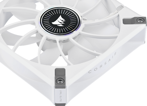 iCUE ML120 RGB ELITE Premium 120mm PWM Magnetic Levitation Fan — White Triple Fan Kit with iCUE Lighting Node CORE (Refurbished)