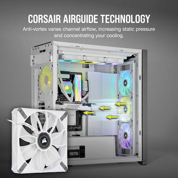 iCUE ML140 RGB ELITE Premium 140mm PWM Magnetic Levitation Fan — White Dual Fan Kit with iCUE Lighting Node CORE (Refurbished)