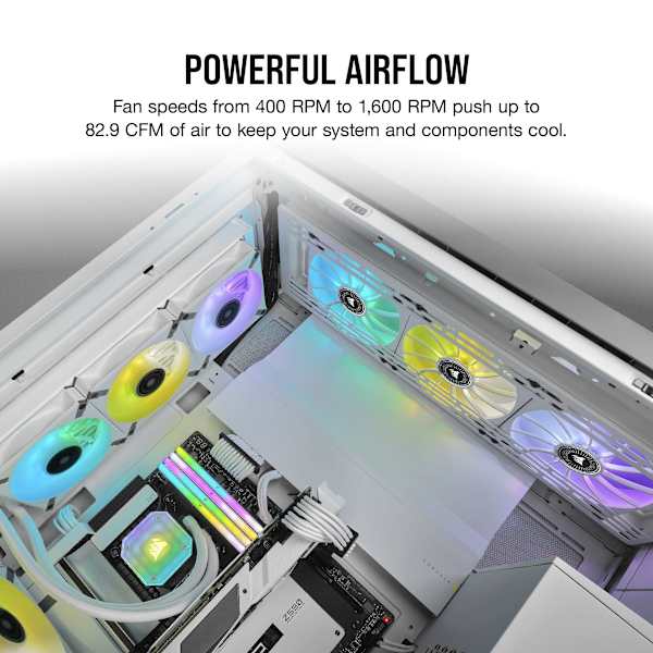iCUE ML140 RGB ELITE Premium 140mm PWM Magnetic Levitation Fan — White Dual Fan Kit with iCUE Lighting Node CORE (Refurbished)
