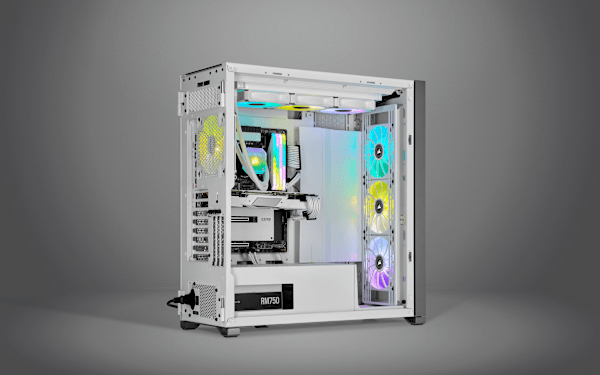 iCUE ML140 RGB ELITE Premium 140mm PWM Magnetic Levitation Fan — White Dual Fan Kit with iCUE Lighting Node CORE (Refurbished)