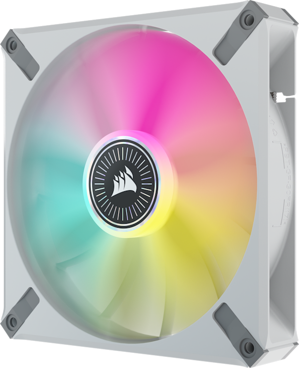 iCUE ML140 RGB ELITE Premium 140mm PWM Magnetic Levitation Fan — White Dual Fan Kit with iCUE Lighting Node CORE (Refurbished)