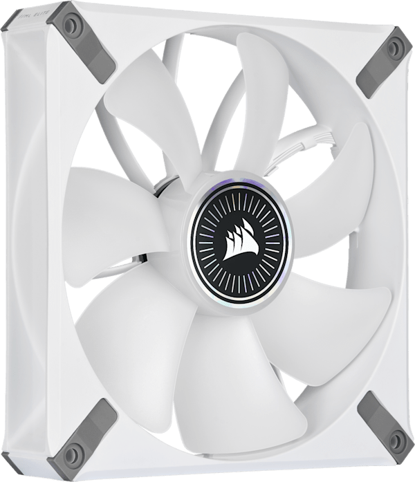 iCUE ML140 RGB ELITE Premium 140mm PWM Magnetic Levitation Fan — White Dual Fan Kit with iCUE Lighting Node CORE