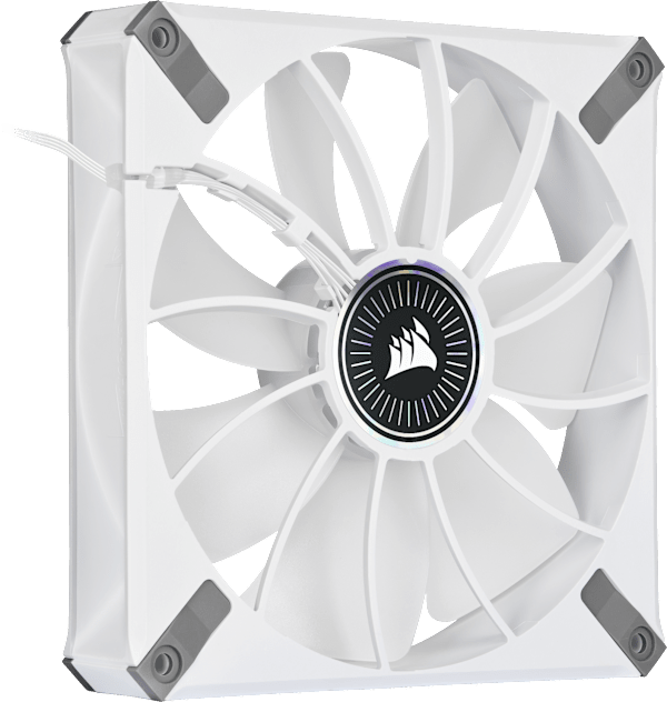 iCUE ML140 RGB ELITE Premium 140mm PWM Magnetic Levitation Fan — White Dual Fan Kit with iCUE Lighting Node CORE (Refurbished)