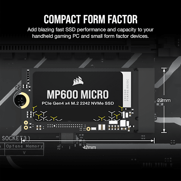 MP600 MICRO 1TB PCIe 4.0 (Gen4) x4 NVMe M.2 2242 SSD