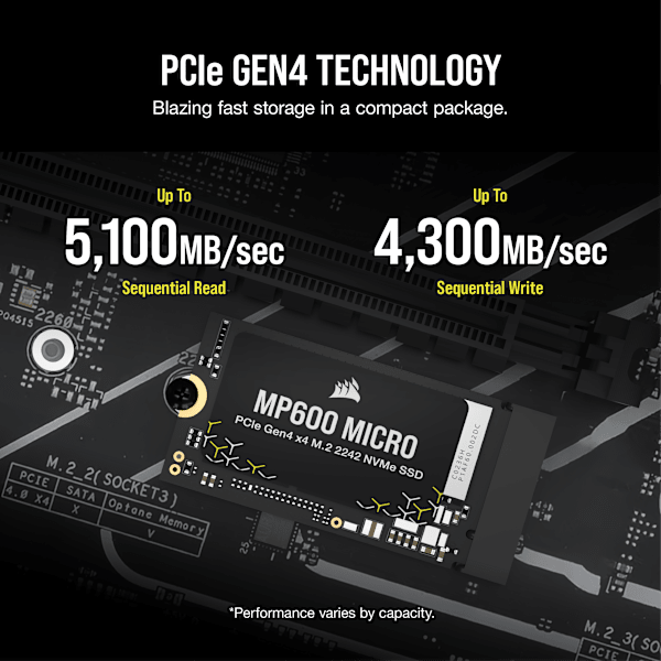 MP600 MICRO 1TB PCIe 4.0 (Gen4) x4 NVMe M.2 2242 SSD