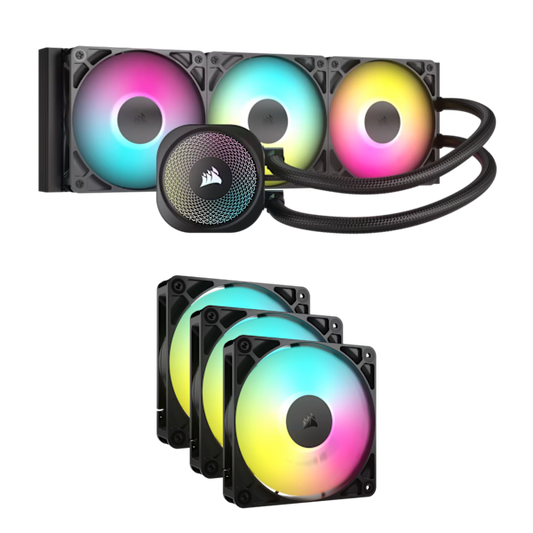 Nautilus 360 RGB CPU Cooler and RS120 ARGB Triple Fan Bundle