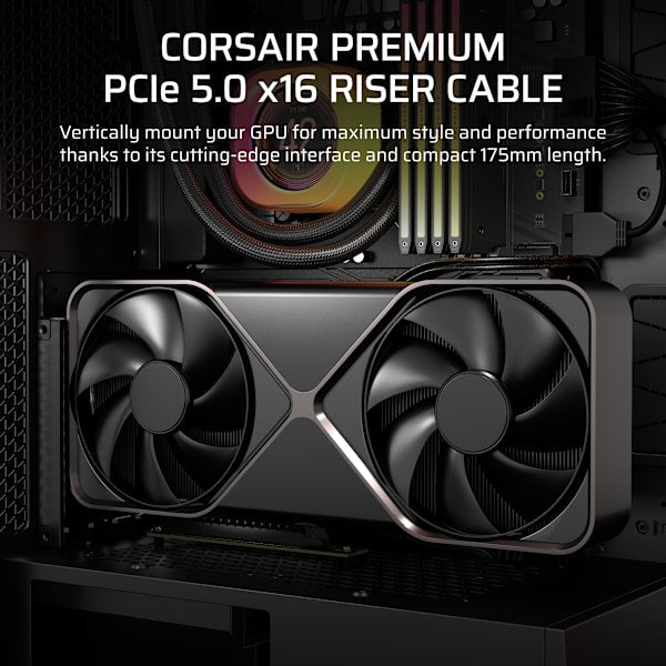 Premium PCIe 5.0 x16 Riser Cable, 175mm