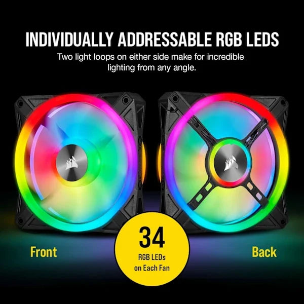 iCUE QL120 RGB 120mm PWM Triple Fan with Lighting Node CORE (Revival Series)