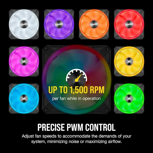 iCUE QL120 RGB 120mm PWM Triple Fan with Lighting Node CORE (Revival Series)