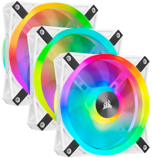 iCUE QL120 RGB 120mm PWM White Fan — Triple Fan Kit with Lighting Node CORE (Revival Series)