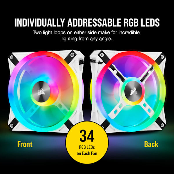 iCUE QL120 RGB 120mm PWM White Fan — Single Pack (Revival Series)