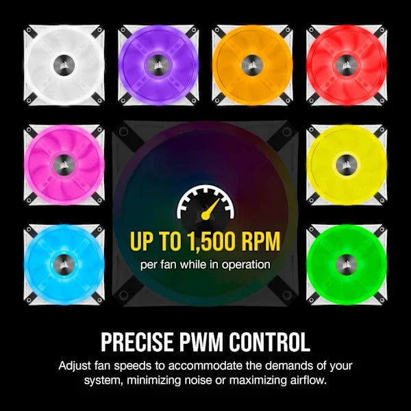 iCUE QL120 RGB 120mm PWM White Fan — Triple Fan Kit with Lighting Node CORE (Revival Series)