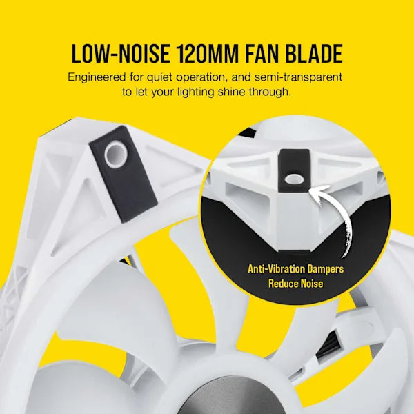 iCUE QL120 RGB 120mm PWM White Fan — Triple Fan Kit with Lighting Node CORE (Revival Series)