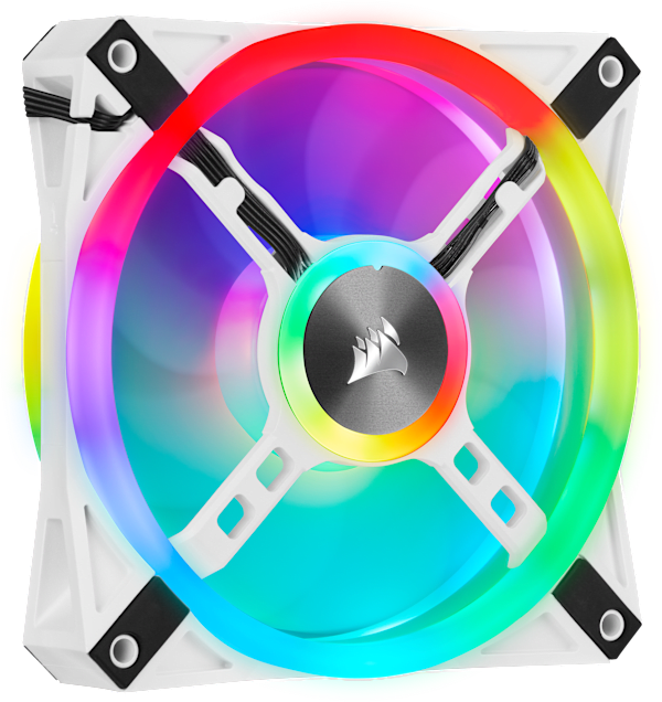 iCUE QL120 RGB 120mm PWM White Fan — Triple Fan Kit with Lighting Node CORE (Refurbished)