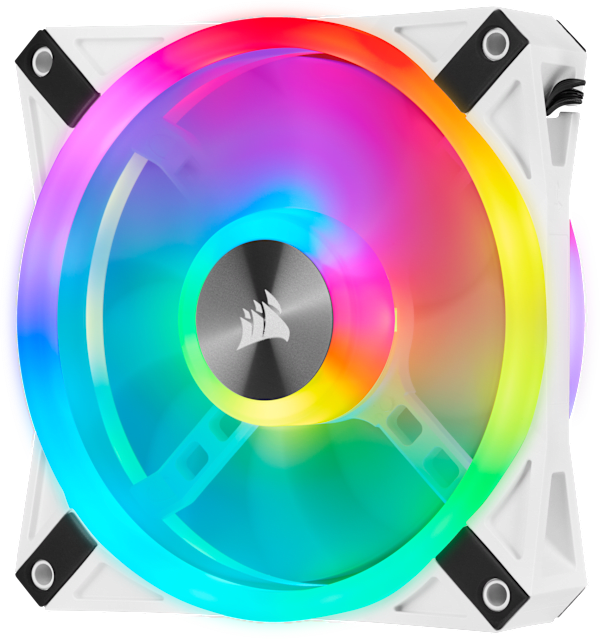 iCUE QL120 RGB 120mm PWM White Fan — Triple Fan Kit with Lighting Node CORE (Revival Series)