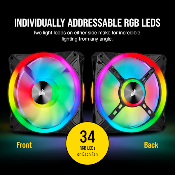 iCUE QL140 RGB 140mm PWM Dual Fan Kit with Lighting Node CORE (Revival Series)
