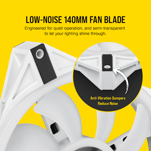 iCUE QL140 RGB 140mm PWM White Fan — Dual Fan Kit with Lighting Node CORE (Revival Series)
