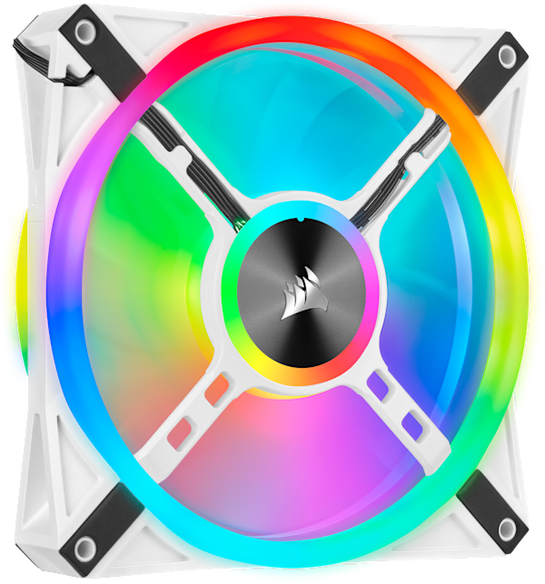 iCUE QL140 RGB 140mm PWM White Fan — Dual Fan Kit with Lighting Node CORE (Refurbished)