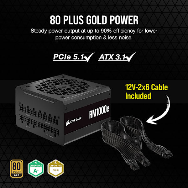 RMe Series™ RM1000e Fully Modular Low-Noise ATX Power Supply (Refurbished)
