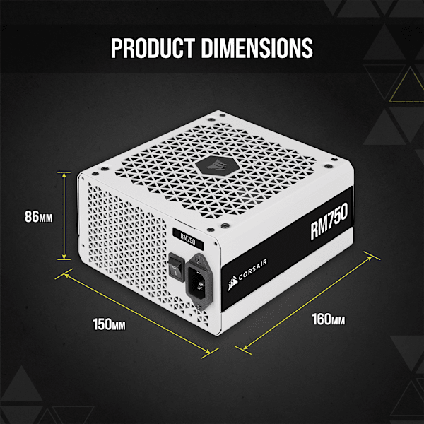 RM White Series™ RM750 — 750 Watt 80 PLUS Gold Fully Modular ATX PSU (Refurbished)