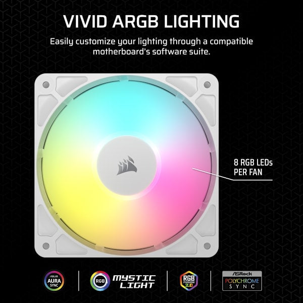 RS120 ARGB 120mm PWM Fans - Triple Pack - White (Revival Series)