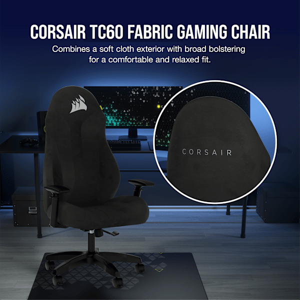 TC60 FABRIC Gaming Chair — Black