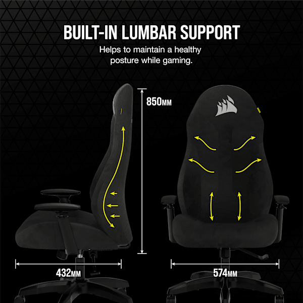 TC60 FABRIC Gaming Chair — Black