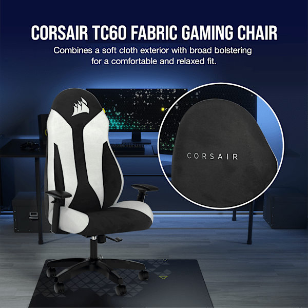 TC60 FABRIC Gaming Chair — White