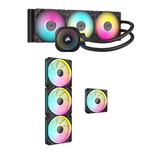 iCUE LINK Titan 360 RGB CPU Cooler and LX120 RGB Quadruple Fan Bundle