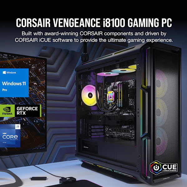 VENGEANCE i8100 Gaming PC: Intel Core i9-13900KS, NVIDIA RTX 4090, 64GB DDR5 5600 MTs Memory, 4TB (2x 2TB M.2) NVMe SSD (Certified Refurbished)