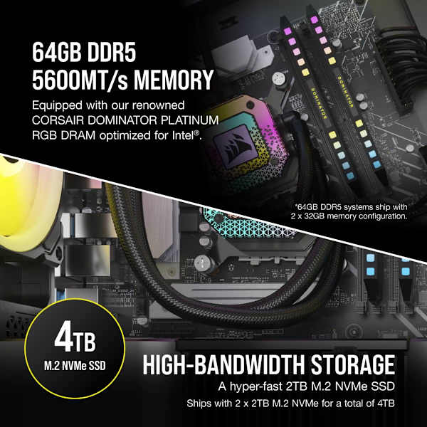VENGEANCE i8100 Gaming PC: Intel Core i9-13900KS, NVIDIA RTX 4090, 64GB DDR5 5600 MTs Memory, 4TB (2x 2TB M.2) NVMe SSD (Certified Refurbished)
