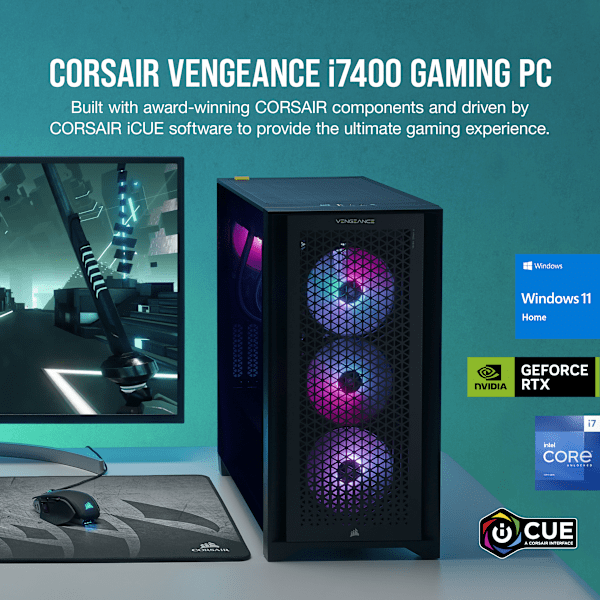VENGEANCE i7400 Gaming PC, i7-13700KF, RTX 4080, 1TB M.2, 32GB DDR5-5600 (Certified Refurbished)