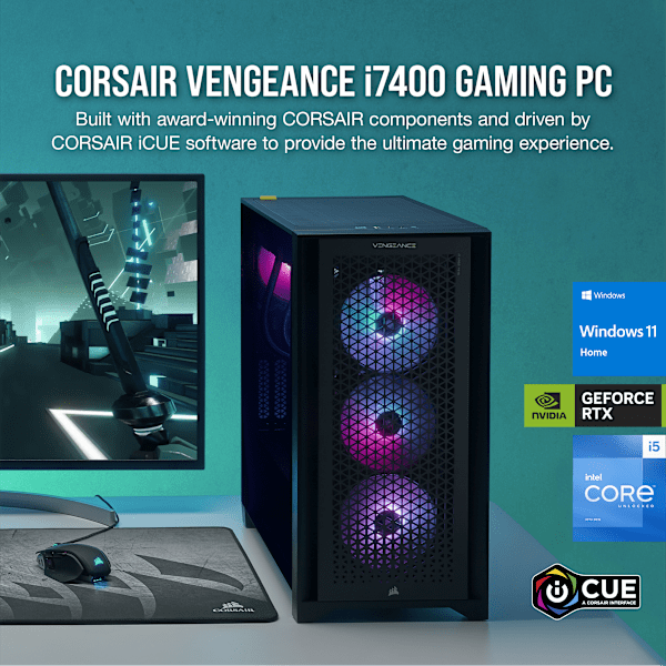 VENGEANCE i7400 Gaming PC, i5-13600KF, RTX 4060, 1TB M.2, 32GB DDR5-5600 (Certified Refurbished)