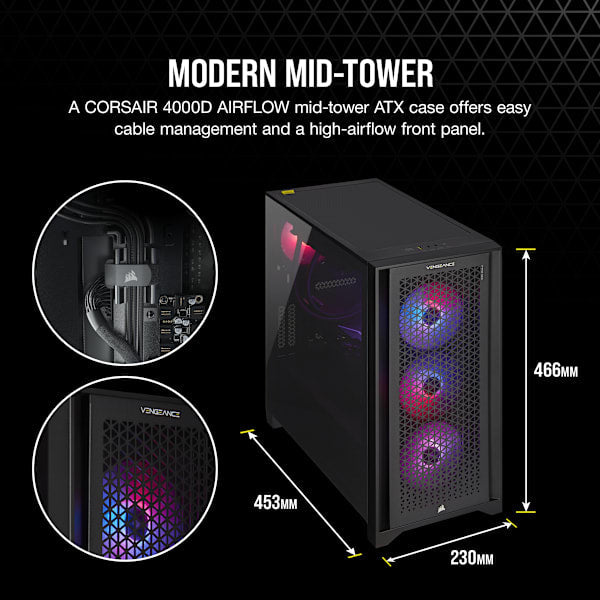 VENGEANCE i7400 Gaming PC, i5-13600KF, RTX 4060, 1TB M.2, 32GB DDR5-5600 (Certified Refurbished)